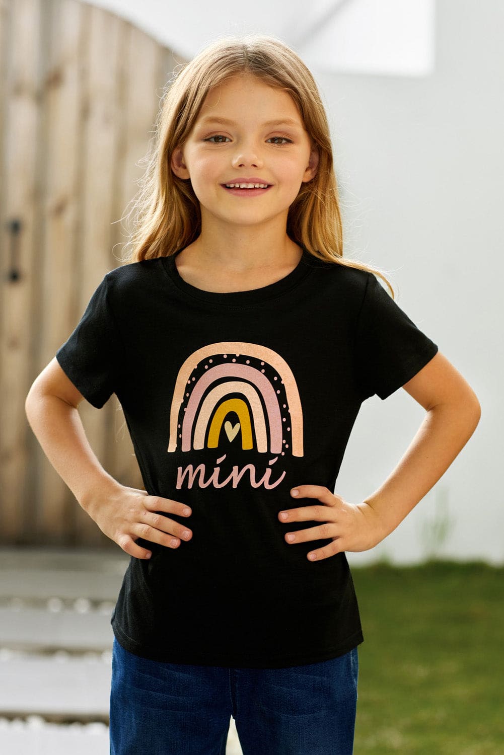 Girls Graphic Round Neck Tee Shirt by Trendsi | Fleurcouture