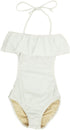 GIRLS ONE PIECE RUFFLE BATHING SUIT White S by Cheryl Creations | Fleurcouture