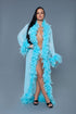 Glamour Boa Feather Trim Robe Turquoise OS by BE WICKED | Fleurcouture