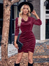 Glitter Ruched Cowl Neck Wrap Dress Magenta S by Trendsi | Fleurcouture