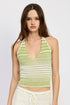 GLITTER YARN HALTEL TOP WITH BACK TIE GREEN COMBO S by Emory Park | Fleurcouture