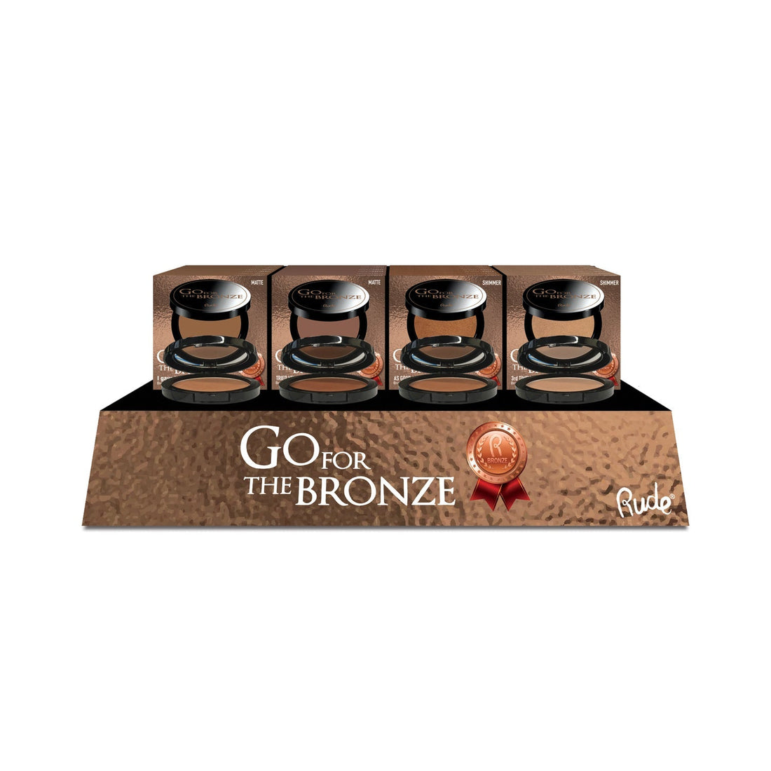 Go For The Bronze Bronzer Display Set, 48pcs Wholesale Set by Rude Cosmetics | Fleurcouture