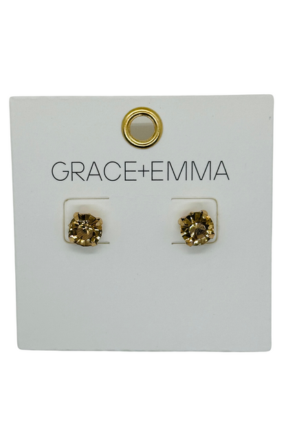 Gold Circled Stud Earrings Gold One Size Earrings by Grace &amp; Emma | Fleurcouture