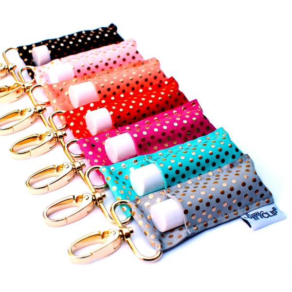 Gold Dots on Light Pink LippyClip® Lip Balm Holder Retail by LippyClip® | Fleurcouture