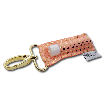 Gold Dots on Peach LippyClip® Lip Balm Holder Retail by LippyClip® | Fleurcouture