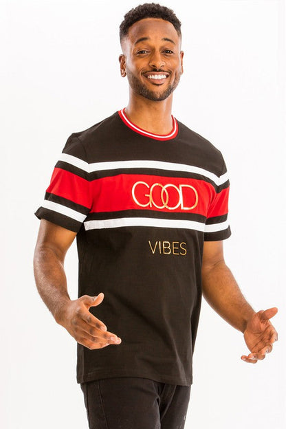 Good Vibes 3D Design Print Gold Foil BLACK S by WEIV | Fleurcouture