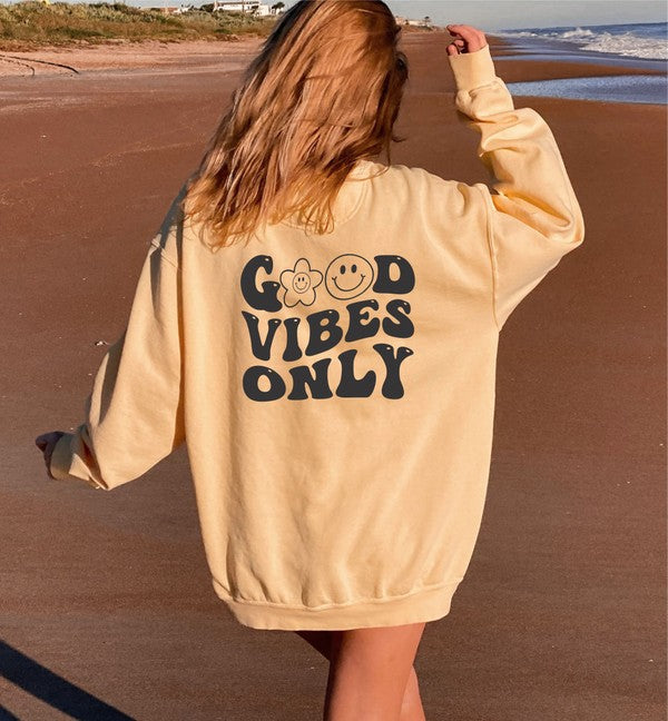 Good Vibes Only Comfort Color Sweatshirt Butter L by Ocean and 7th | Fleurcouture