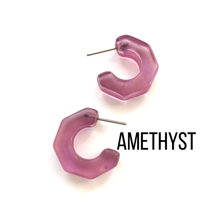 Gracie Hugger Hoop Earrings Amethyst Gracie Hoop Earrings by Leetie Lovendale | Fleurcouture