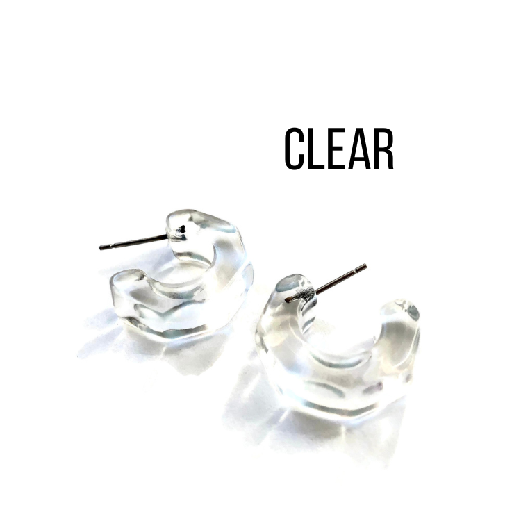 Gracie Hugger Hoop Earrings Clear Gracie Hoop Earrings by Leetie Lovendale | Fleurcouture