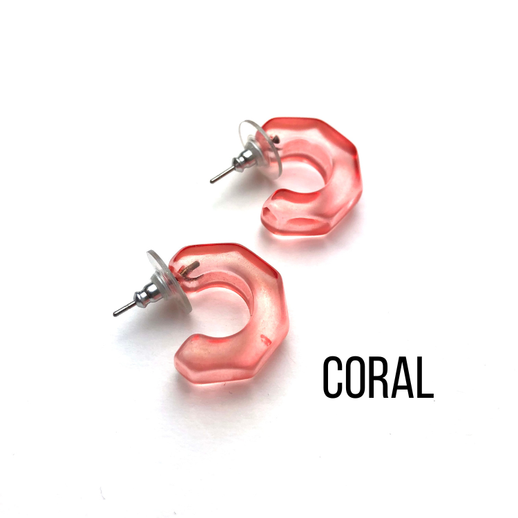 Gracie Hugger Hoop Earrings Coral Gracie Hoop Earrings by Leetie Lovendale | Fleurcouture