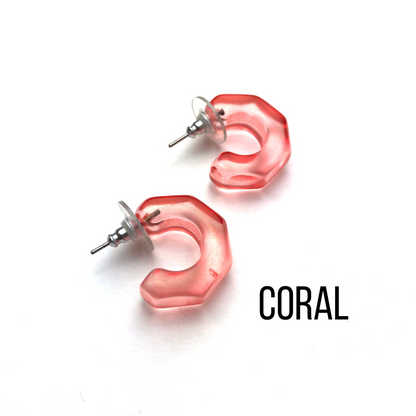 Gracie Hugger Hoop Earrings Coral Gracie Hoop Earrings by Leetie Lovendale | Fleurcouture
