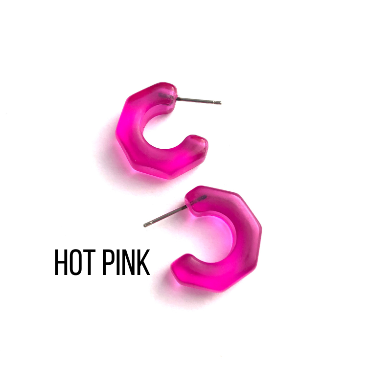 Gracie Hugger Hoop Earrings Hot Pink Gracie Hoop Earrings by Leetie Lovendale | Fleurcouture