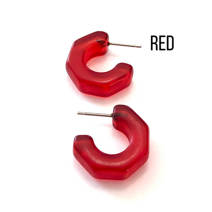 Gracie Hugger Hoop Earrings Red Gracie Hoop Earrings by Leetie Lovendale | Fleurcouture