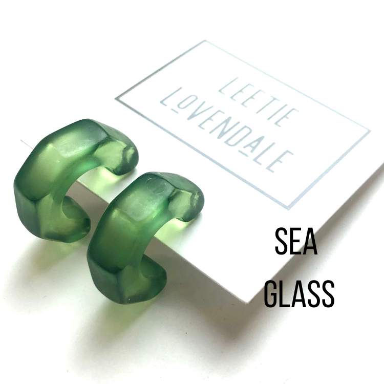 Gracie Hugger Hoop Earrings Sea Glass Gracie Hoop Earrings by Leetie Lovendale | Fleurcouture