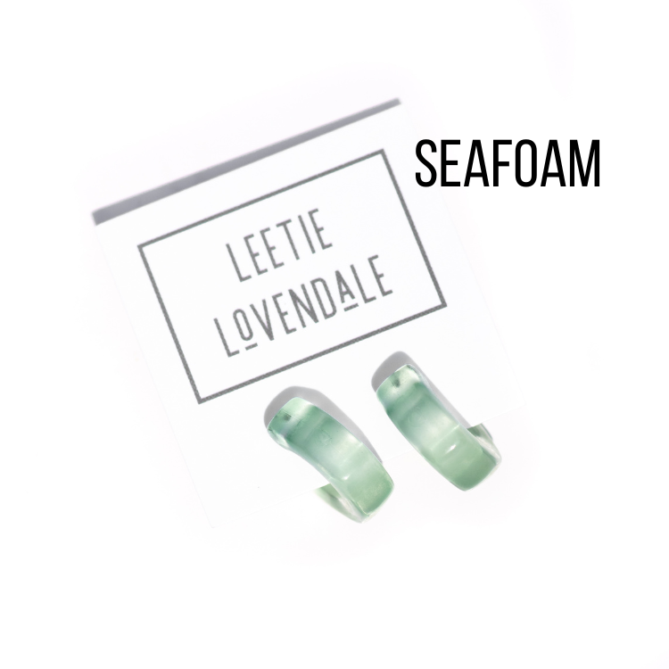 Gracie Hugger Hoop Earrings Seafoam Gracie Hoop Earrings by Leetie Lovendale | Fleurcouture