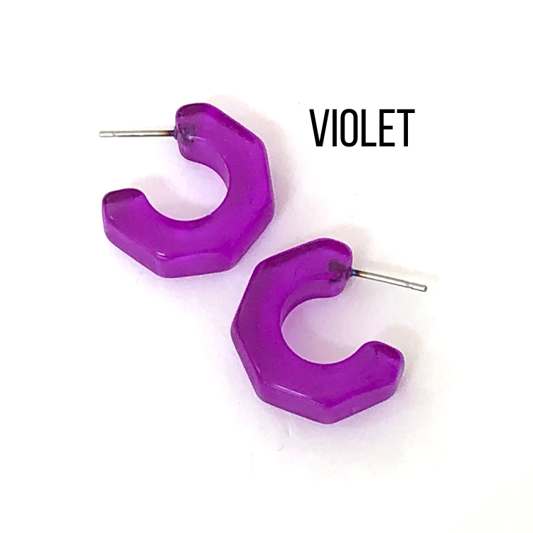 Gracie Hugger Hoop Earrings Violet Gracie Hoop Earrings by Leetie Lovendale | Fleurcouture