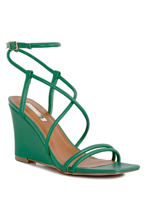 Gram Hunt Ankle Strap Wedge Sandals Green 5 by Rag Company | Fleurcouture