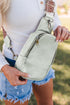 Gray Faux Leather Zipped Crossbody Chest Bag Gray ONE SIZE pu Shoes & Bags/Crossbody Bags by Fleurcouture | Fleurcouture