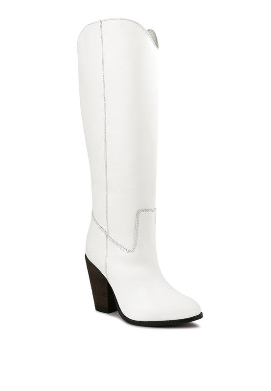 GREAT-STORM Suede Leather Calf Boots White 5 by Rag Company | Fleurcouture