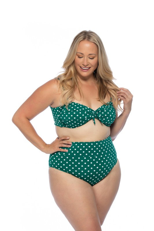 GREEN POLKA DOT HIGH WAIST BIKINI SET Green Polka Dot by Beach Joy Bikini | Fleurcouture