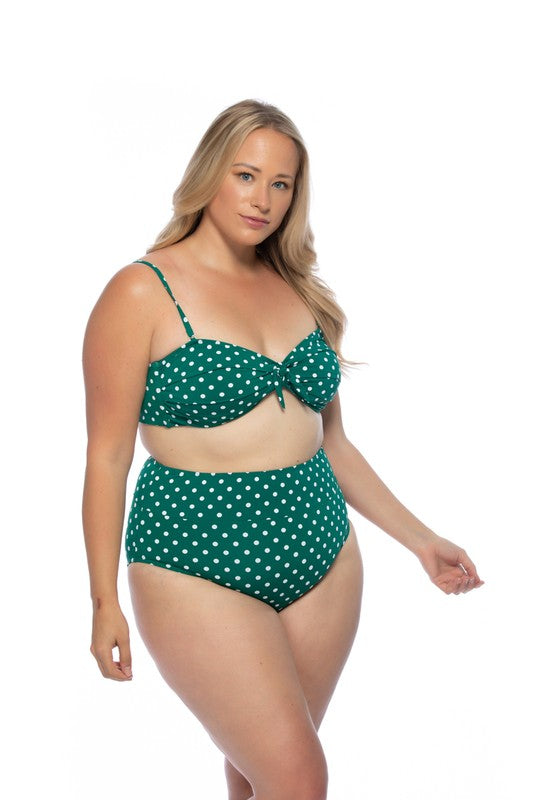 GREEN POLKA DOT HIGH WAIST BIKINI SET Green Polka Dot by Beach Joy Bikini | Fleurcouture