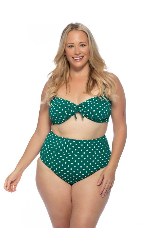 GREEN POLKA DOT HIGH WAIST BIKINI SET Green Polka Dot M by Beach Joy Bikini | Fleurcouture