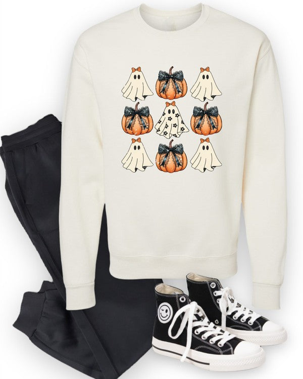 Halloween Ghost Coquette Graphic Sweatshirt Cream 2X by Ocean and 7th | Fleurcouture