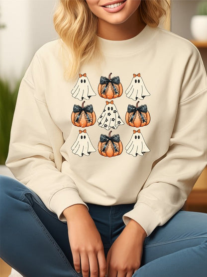 Halloween Ghost Coquette Graphic Sweatshirt Sand 2X by Ocean and 7th | Fleurcouture