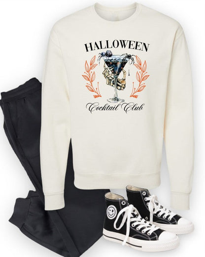 Halloween Social Club Crew Neck Sweatshirt Cream 2X by Ocean and 7th | Fleurcouture