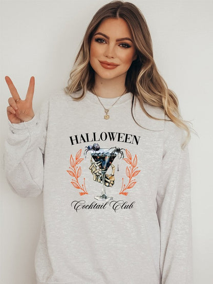 Halloween Social Club Crew Neck Sweatshirt Oatmeal L by Ocean and 7th | Fleurcouture