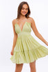 Halter Babydoll Tiered Mini Dress PISTACHIO M Dresses by LE LIS | Fleurcouture