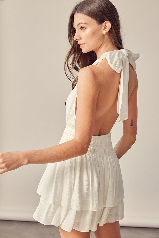 Halter Neck Romper Dress WHITE by Mustard Seed | Fleurcouture