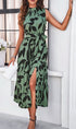 Halter Tie back midi dress Green S by Miss Sparkling | Fleurcouture