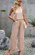 Halter top and Pants set Beige S by Miss Sparkling | Fleurcouture