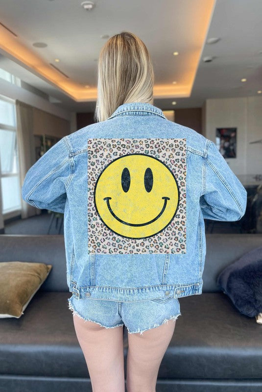 HAPPY LEOPARD DENIM JEAN JACKET by ALPHIA | Fleurcouture