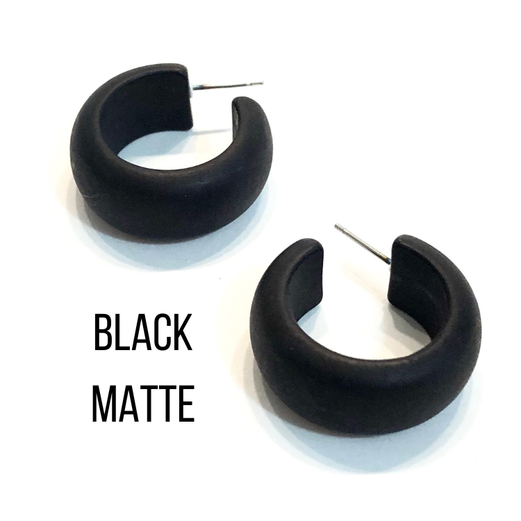 Haskell Hoop Earrings Black Matte Haskell Hoops by Leetie Lovendale | Fleurcouture