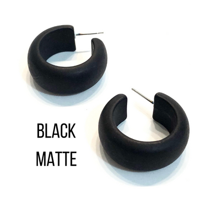 Haskell Hoop Earrings Black Matte Haskell Hoops by Leetie Lovendale | Fleurcouture