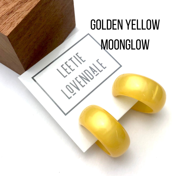 Haskell Hoop Earrings Golden Yellow Moonglow Haskell Hoops by Leetie Lovendale | Fleurcouture
