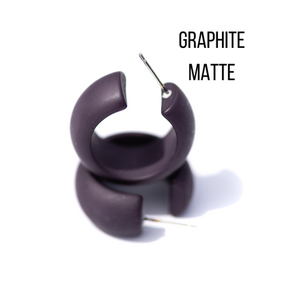 Haskell Hoop Earrings Graphite Matte Haskell Hoops by Leetie Lovendale | Fleurcouture