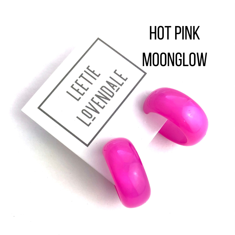 Haskell Hoop Earrings Hot Pink Moonglow Haskell Hoops by Leetie Lovendale | Fleurcouture