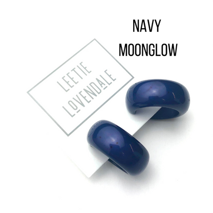Haskell Hoop Earrings Navy Moonglow Haskell Hoops by Leetie Lovendale | Fleurcouture