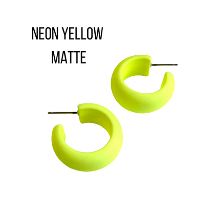 Haskell Hoop Earrings Neon Yellow Matte Haskell Hoops by Leetie Lovendale | Fleurcouture