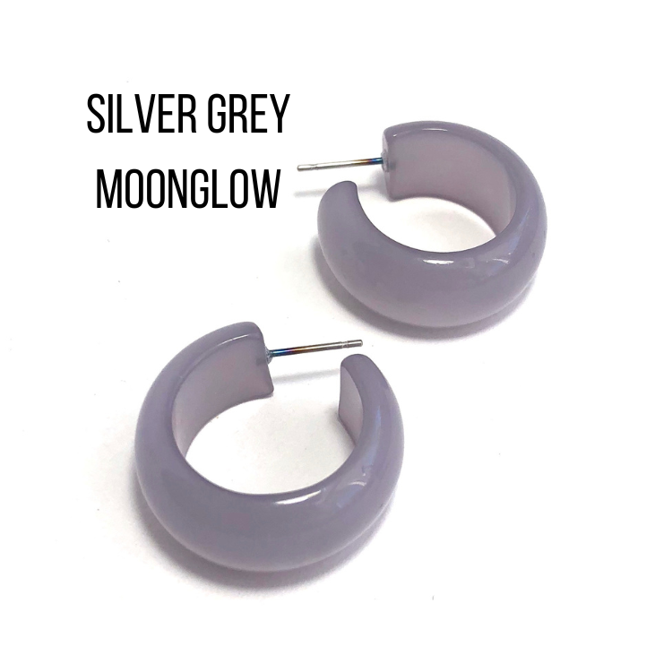 Haskell Hoop Earrings Silver Grey Moonglow Haskell Hoops by Leetie Lovendale | Fleurcouture