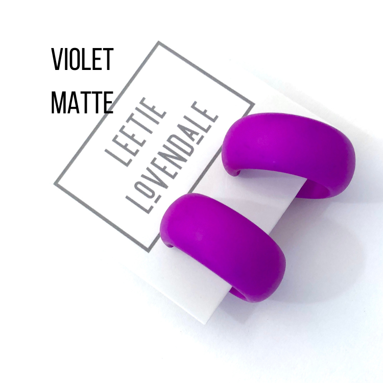 Haskell Hoop Earrings Violet Matte Haskell Hoops by Leetie Lovendale | Fleurcouture