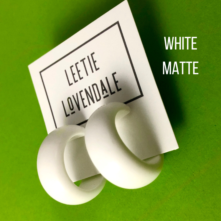 Haskell Hoop Earrings White Matte Haskell Hoops by Leetie Lovendale | Fleurcouture