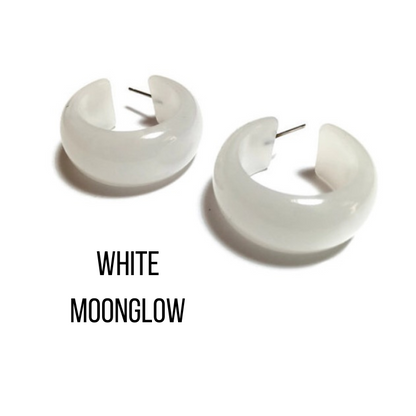 Haskell Hoop Earrings White Moonglow Haskell Hoops by Leetie Lovendale | Fleurcouture