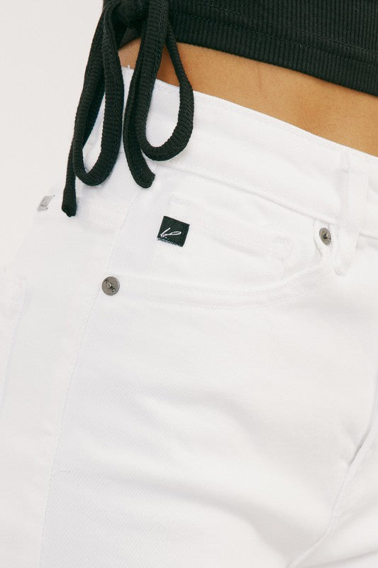 Hazel High Rise Shorts White by Kan Can USA | Fleurcouture