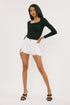 Hazel High Rise Shorts White S by Kan Can USA | Fleurcouture