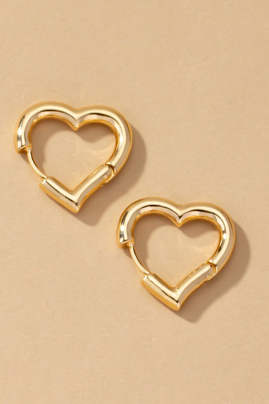 Heart shape hinged huggie hoop earrings Gold one size by LA3accessories | Fleurcouture