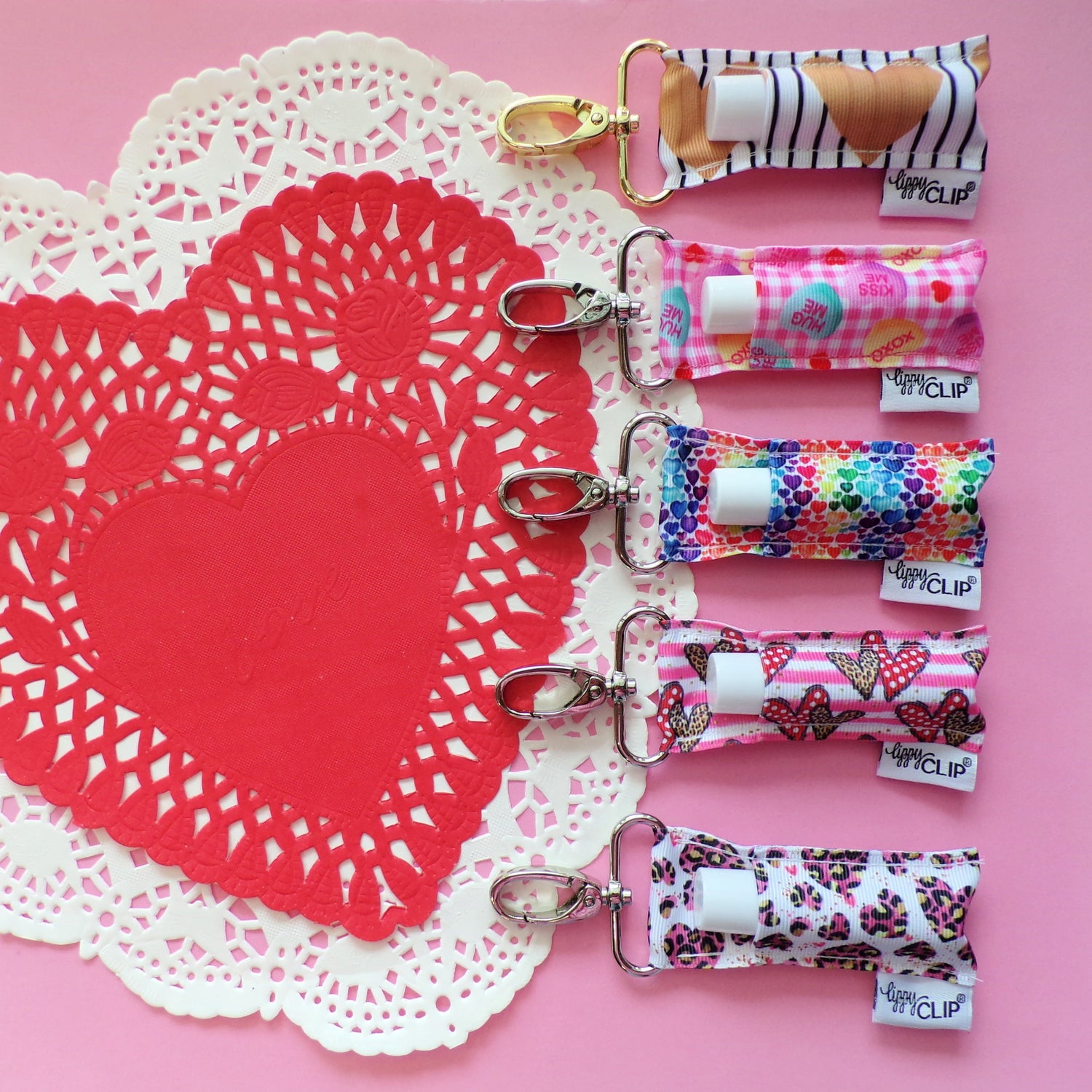 Hearts and Stripes LippyClip® Lip Balm Holder Retail by LippyClip® | Fleurcouture